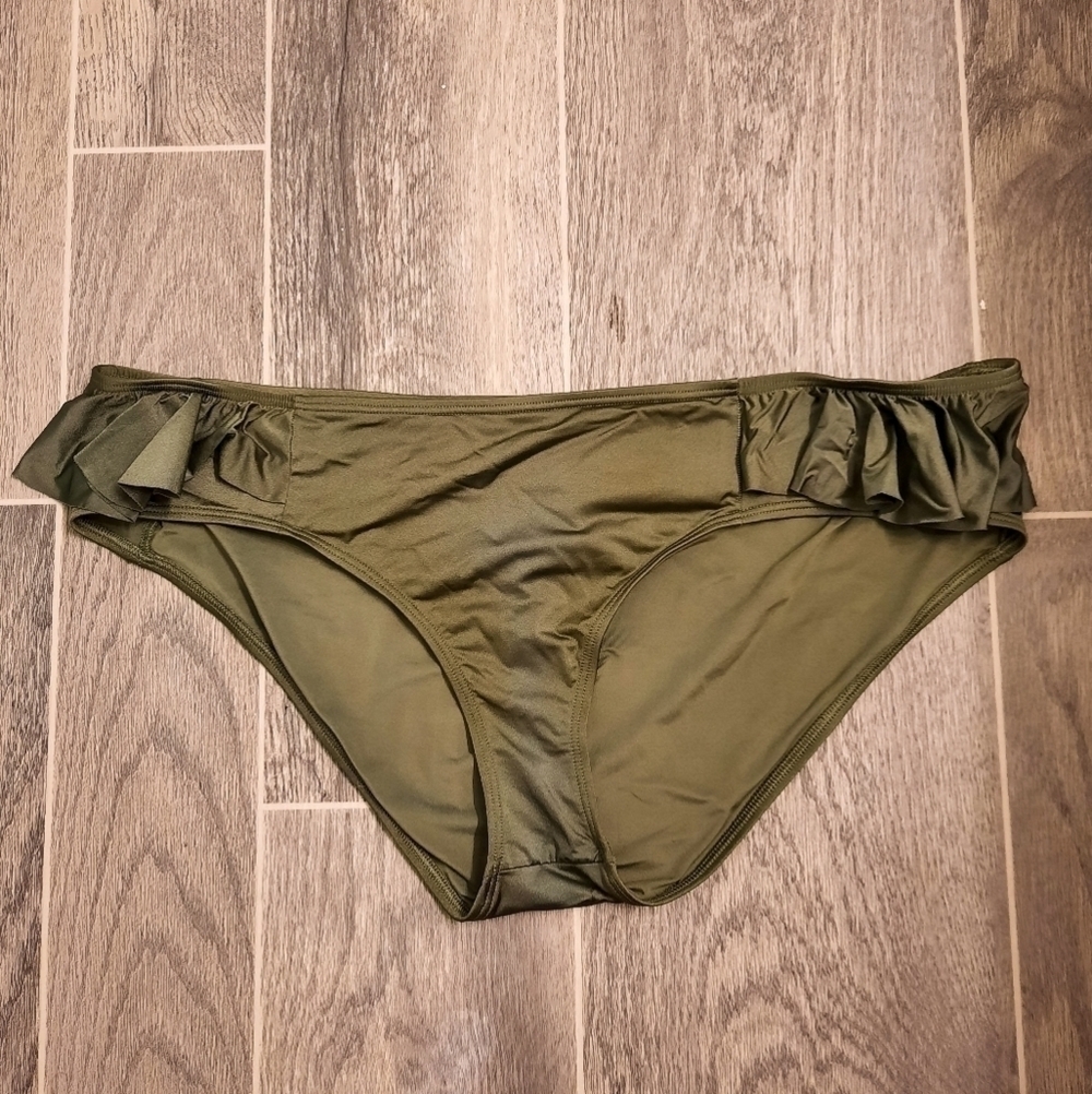 Aerie Olive Green Ruffle Hipster Bikini Bottom XL